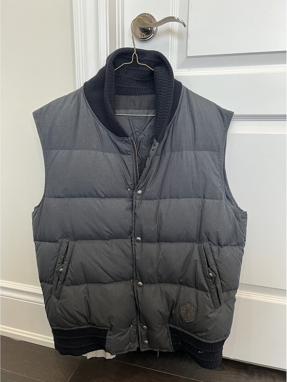 Yves Saint Laurent Quilted Puffer Vest in Dark Gray and Char